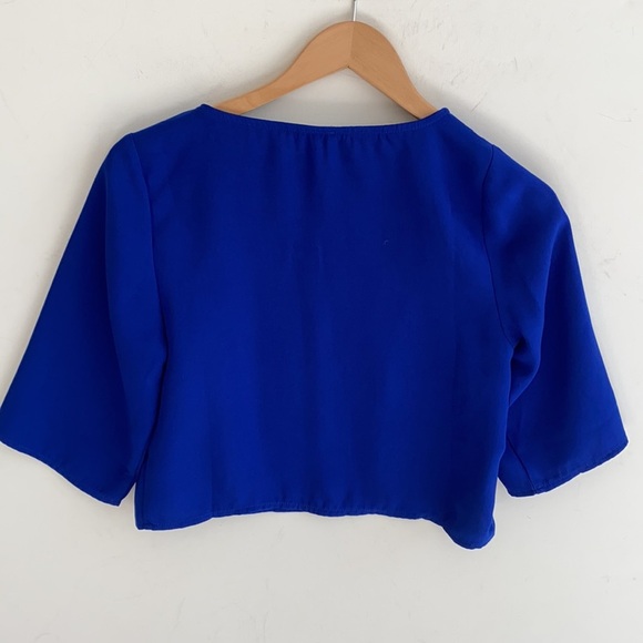 Tobi Royal Blue 3/4 Sleeve crop Blouse, Size S - Picture 6 of 7